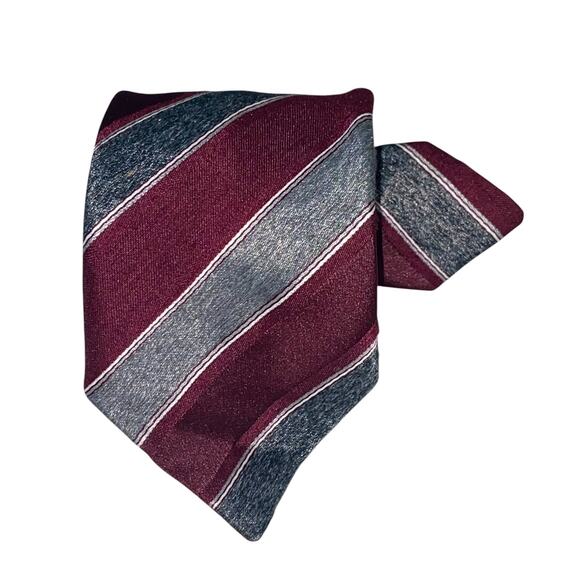 Vtg Roda Sigillet Neck Tie Red Gray Diagonal Stripe Polyester 59x3 Sporty Preppy - Picture 5 of 6